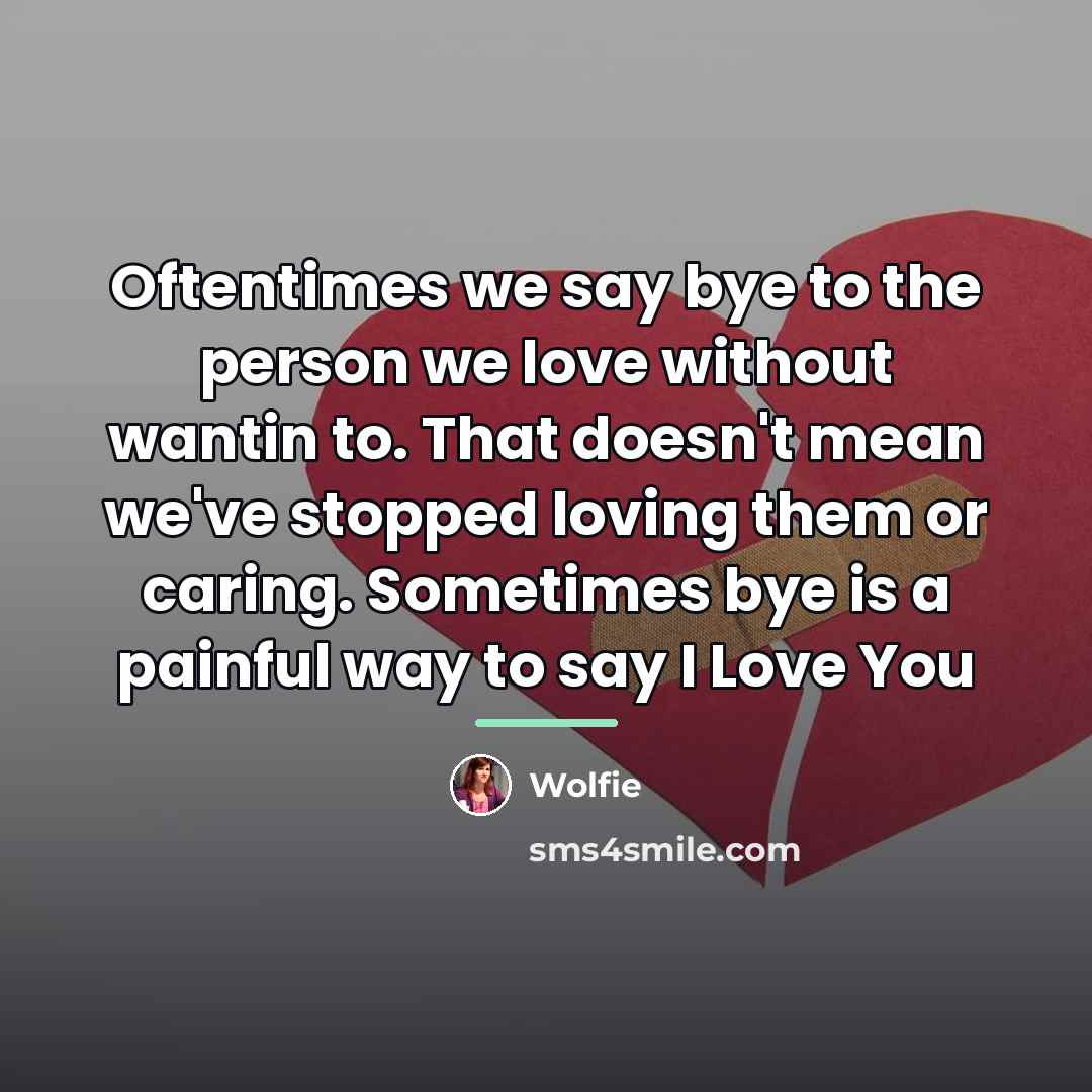 “Oftentimes we say bye to the person we love without…” quote by Wolfie
