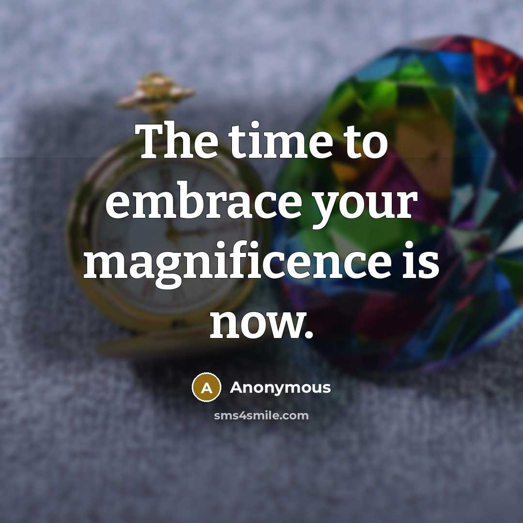 “The time to embrace your magnificence is now.…” quote by Anonymous