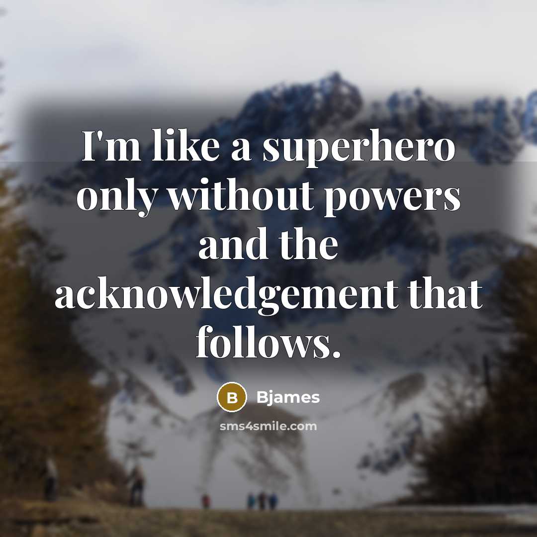 “I'm like a superhero only without powers and the acknowledgement…” quote by Bjames