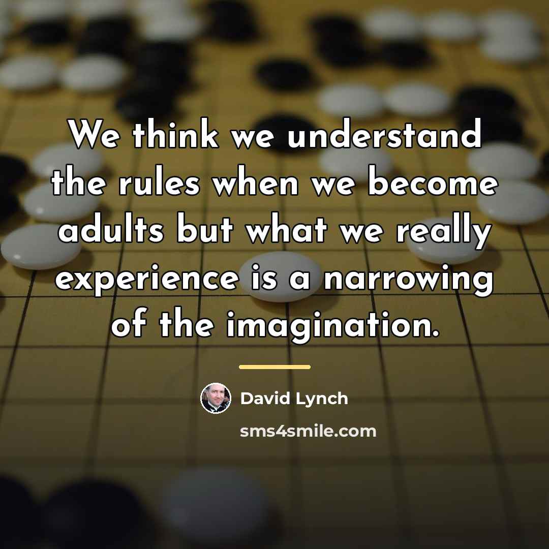 “We think we understand the rules when we become adults…” quote by David Lynch
