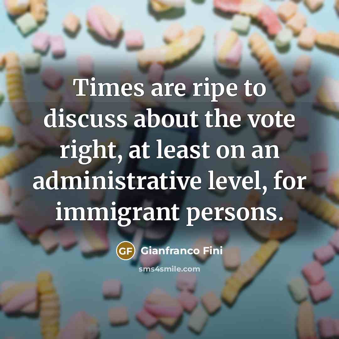 “Times are ripe to discuss about the vote right, at…” quote by Gianfranco Fini