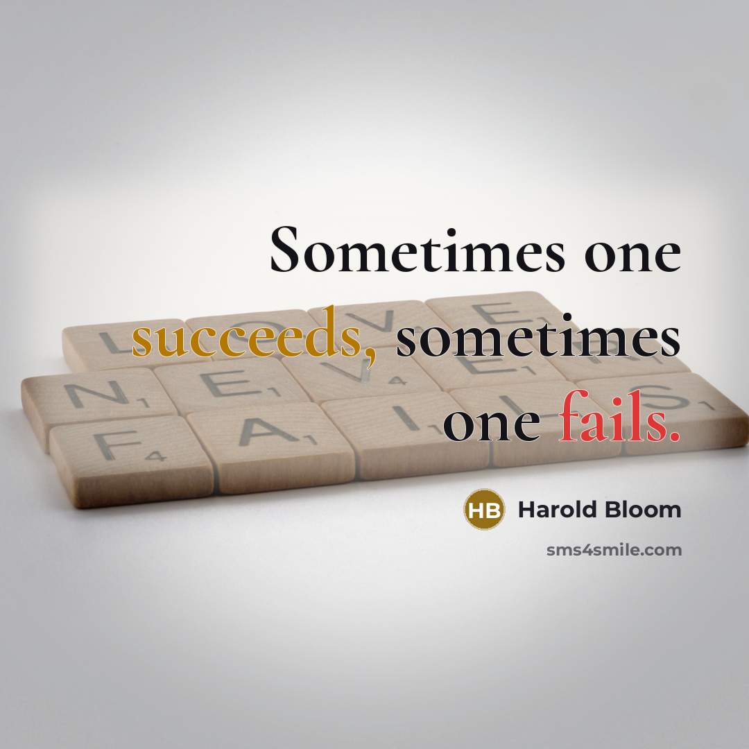 “Sometimes one succeeds, sometimes one fails.” quote by Harold Bloom