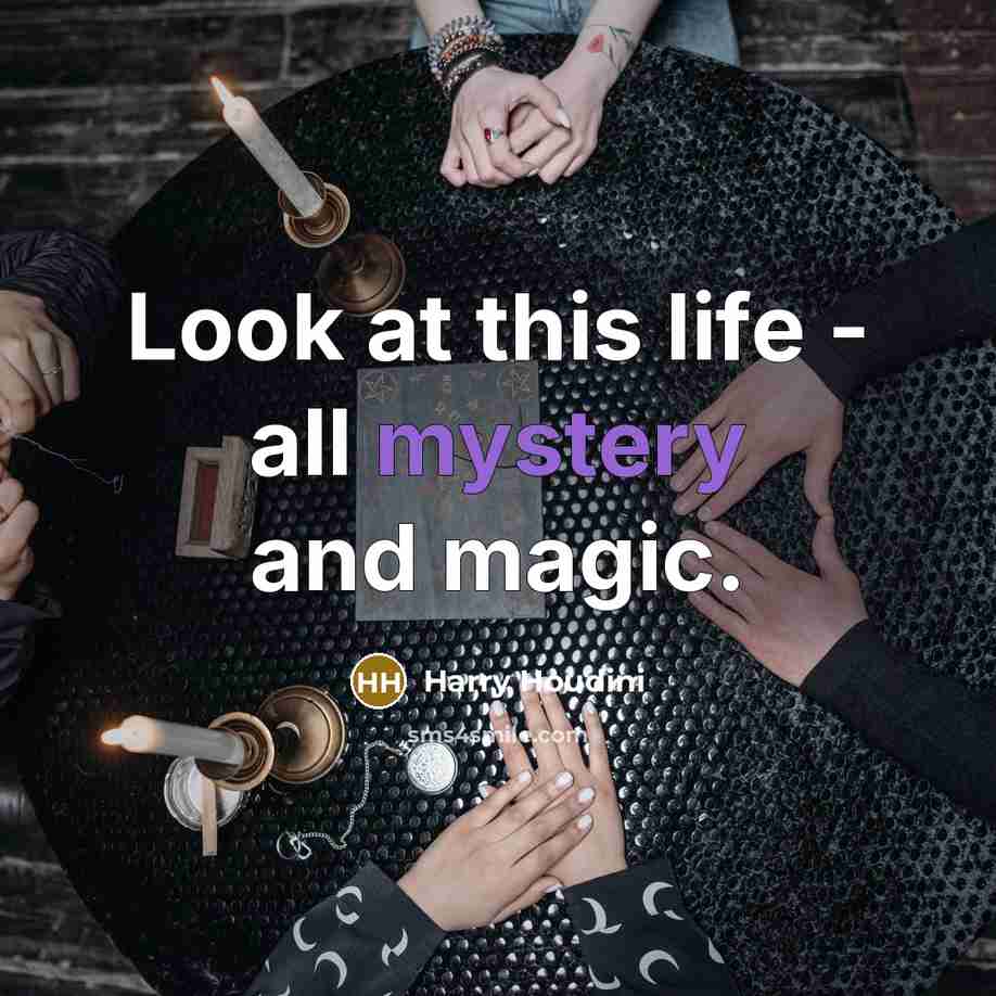 “Look at this life - all mystery and magic.…” quote by Harry Houdini