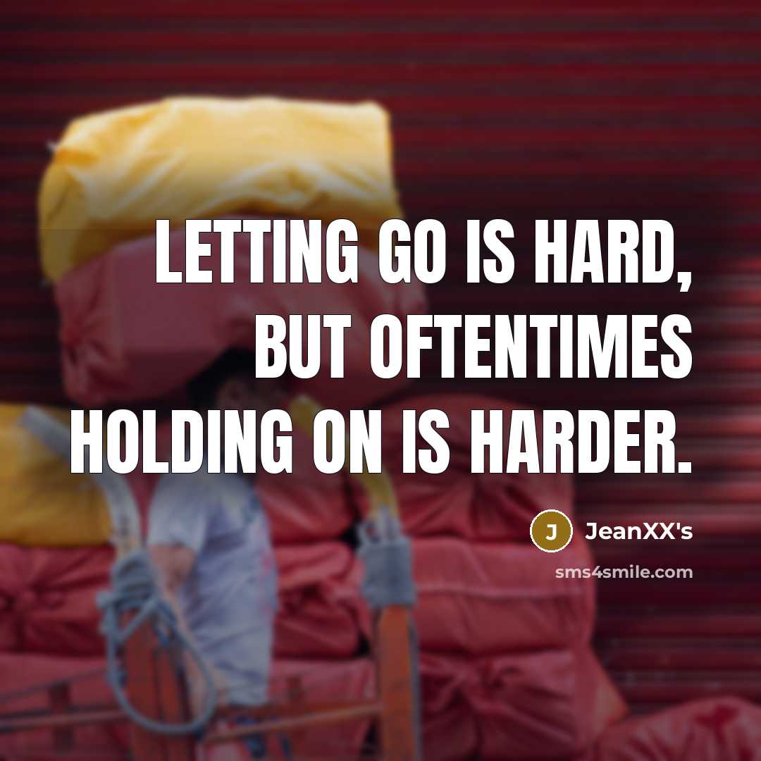 “Letting go is hard, but oftentimes holding on is harder.…” quote by JeanXX's