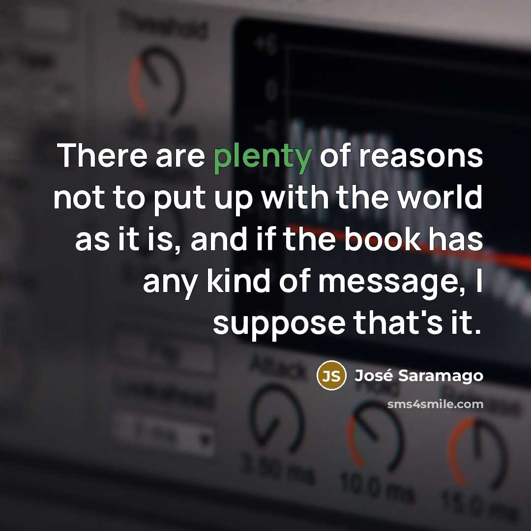 “There are plenty of reasons not to put up with…” quote by Jose Saramago