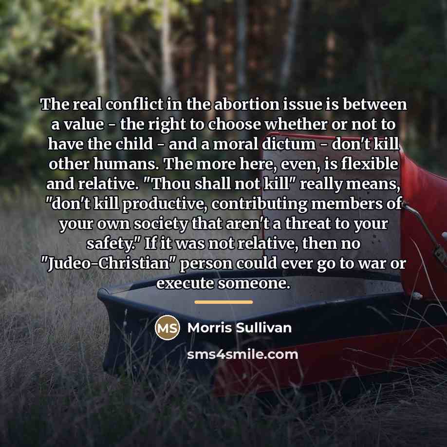 “The real conflict in the abortion issue is between a…” quote by Morris Sullivan
