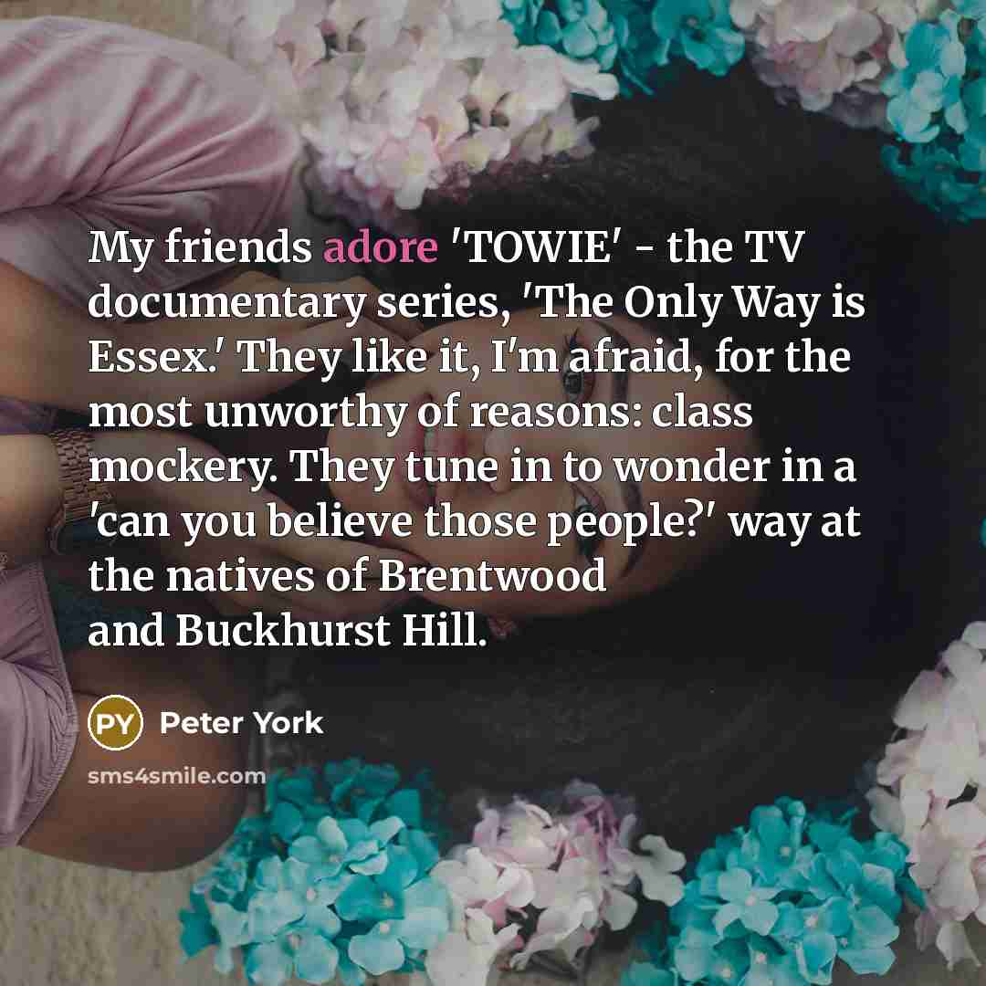 “My friends adore 'TOWIE' - the TV documentary series, 'The…” quote by Peter York
