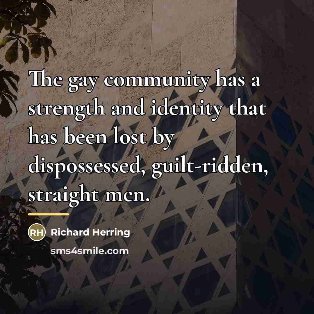 “The gay community has a strength and identity that has…” quote by Richard Herring