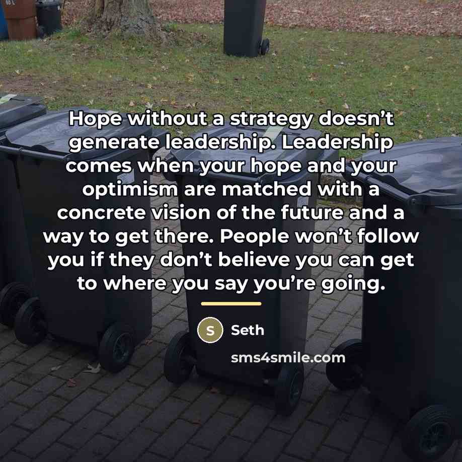 “Hope without a strategy doesn’t generate leadership. Leadership comes when…” quote by Seth