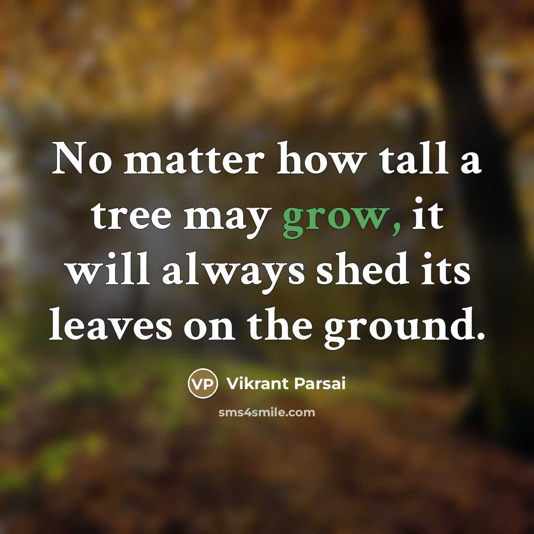 “No matter how tall a tree may grow, it will…” quote by Vikrant Parsai