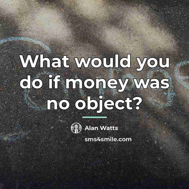 “What would you do if money was no object?…” quote by Alan Watts