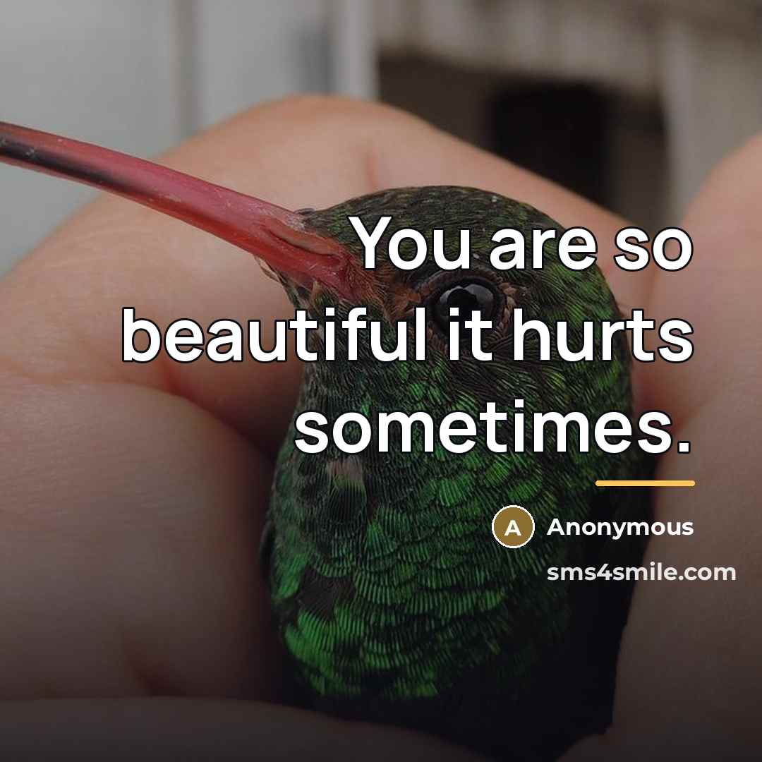 “You are so beautiful it hurts sometimes.…” quote by Anonymous