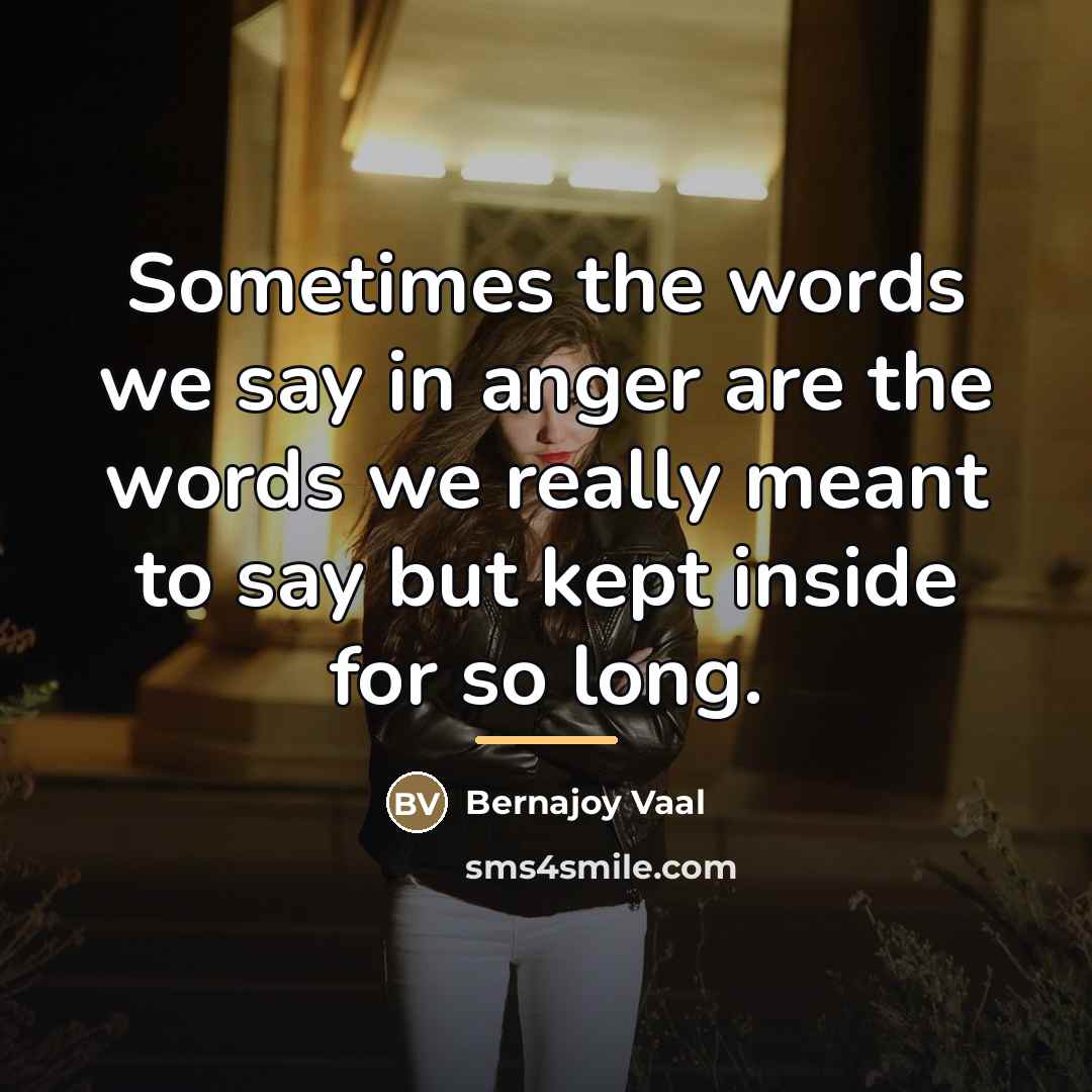 “Sometimes the words we say in anger are the words…” quote by Bernajoy Vaal