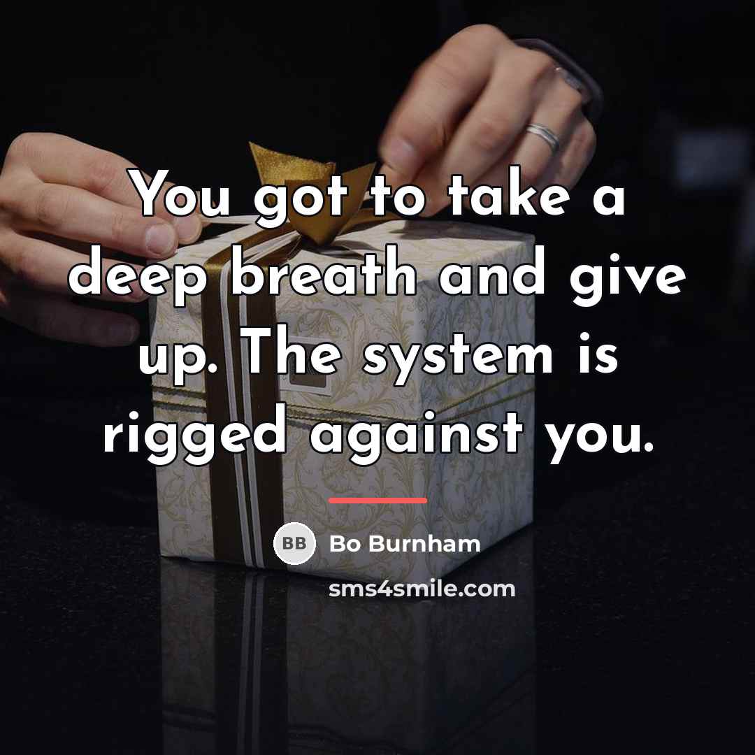 “You got to take a deep breath and give up.…” quote by Bo Burnham