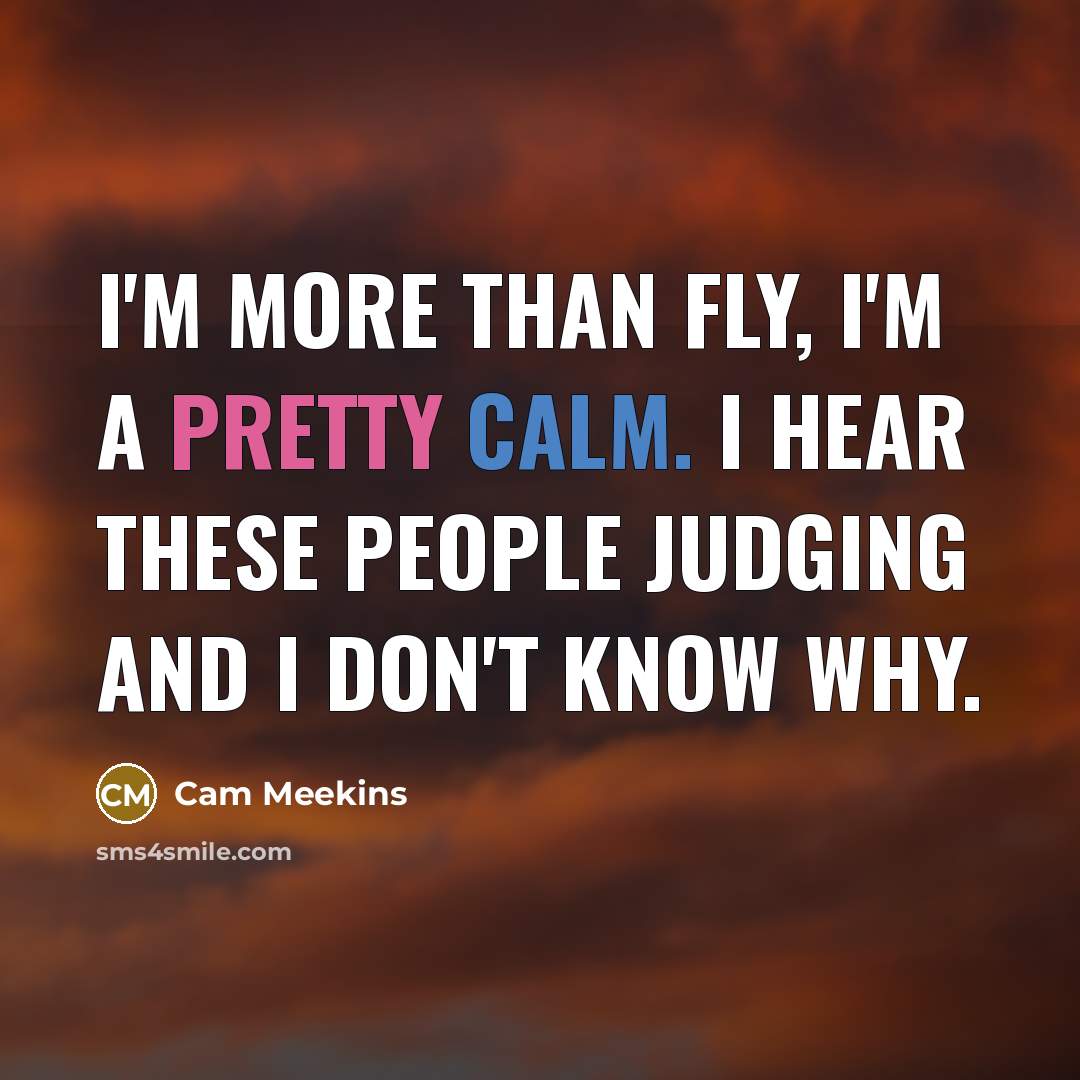 “I'm more than fly, I'm a pretty calm. I hear these people judging and I don't know why.” quote by Cam Meekins