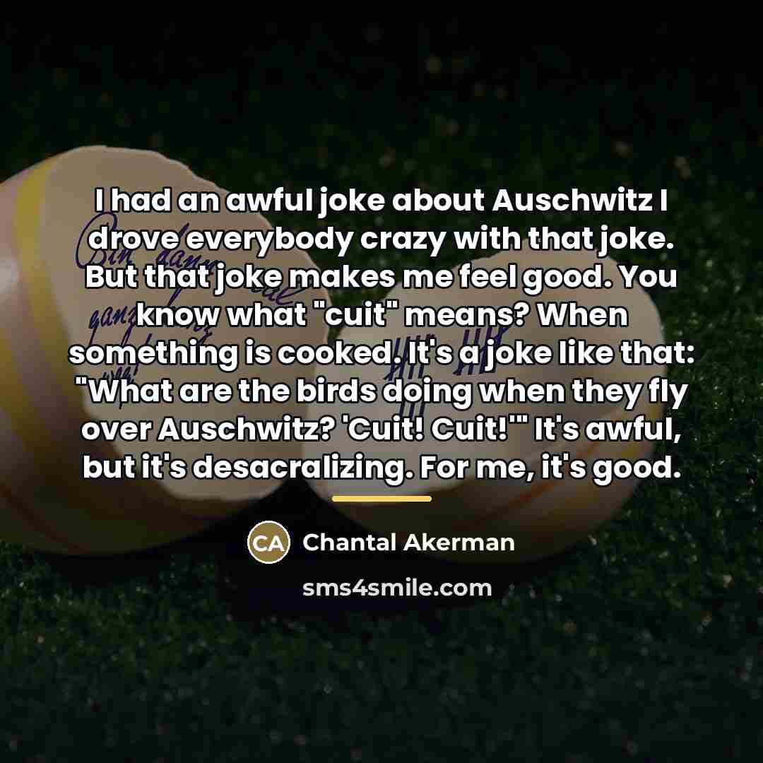 “I had an awful joke about Auschwitz I drove everybody…” quote by Chantal Akerman