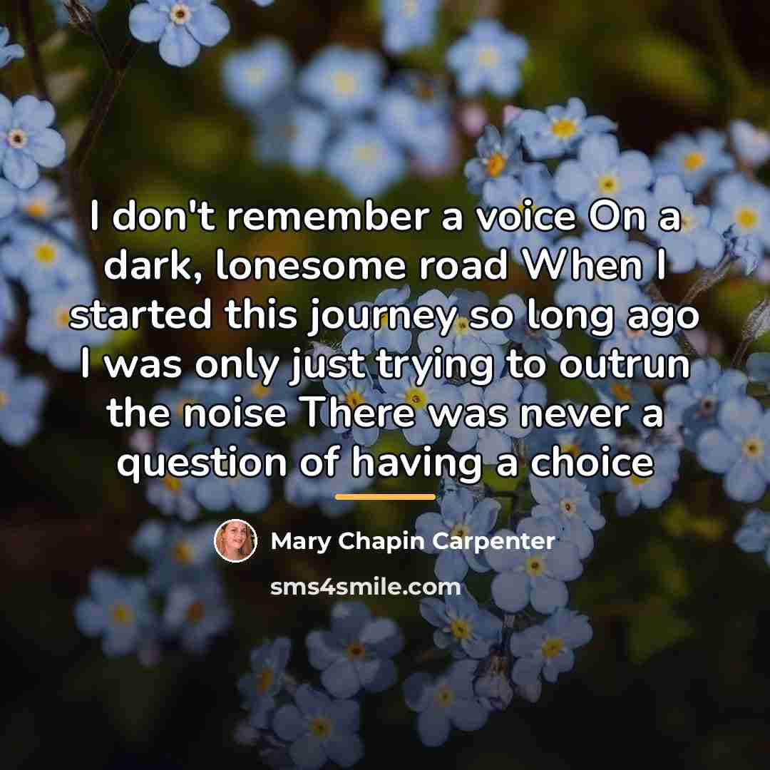 “I don't remember a voice On a dark, lonesome road…” quote by Mary Chapin Carpenter