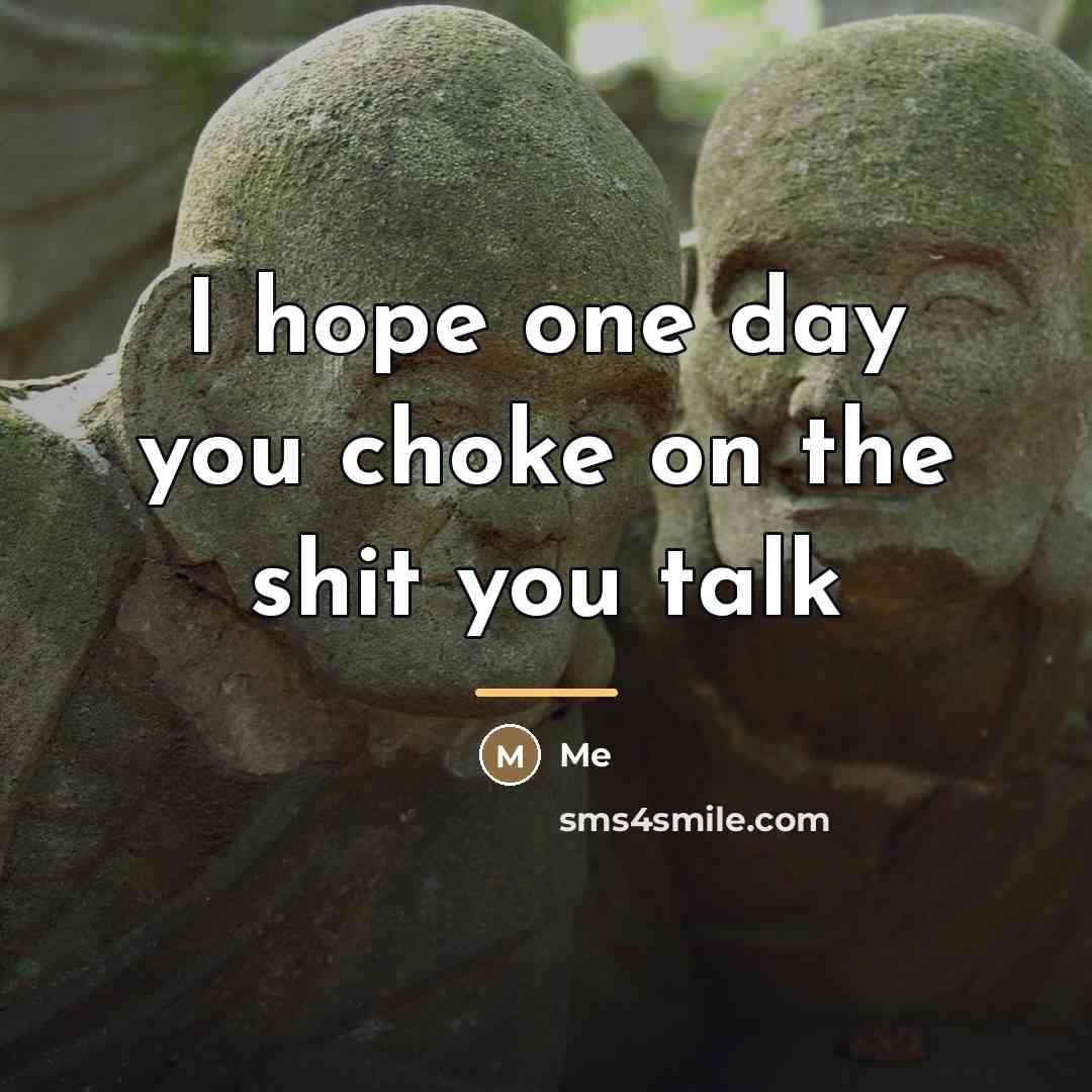 “I hope one day you choke on the shit you…” quote by Me