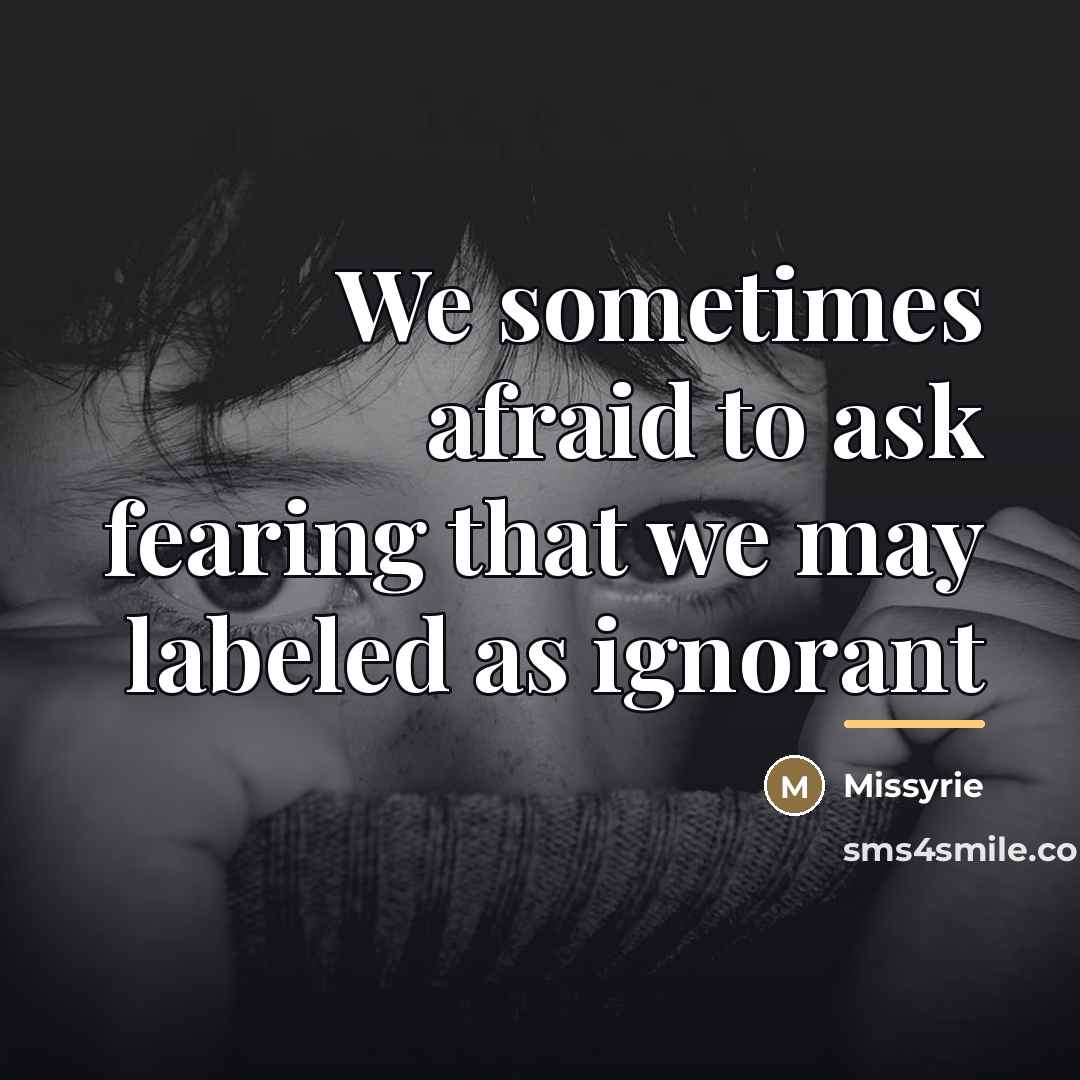 “We sometimes afraid to ask fearing that we may labeled…” quote by Missyrie