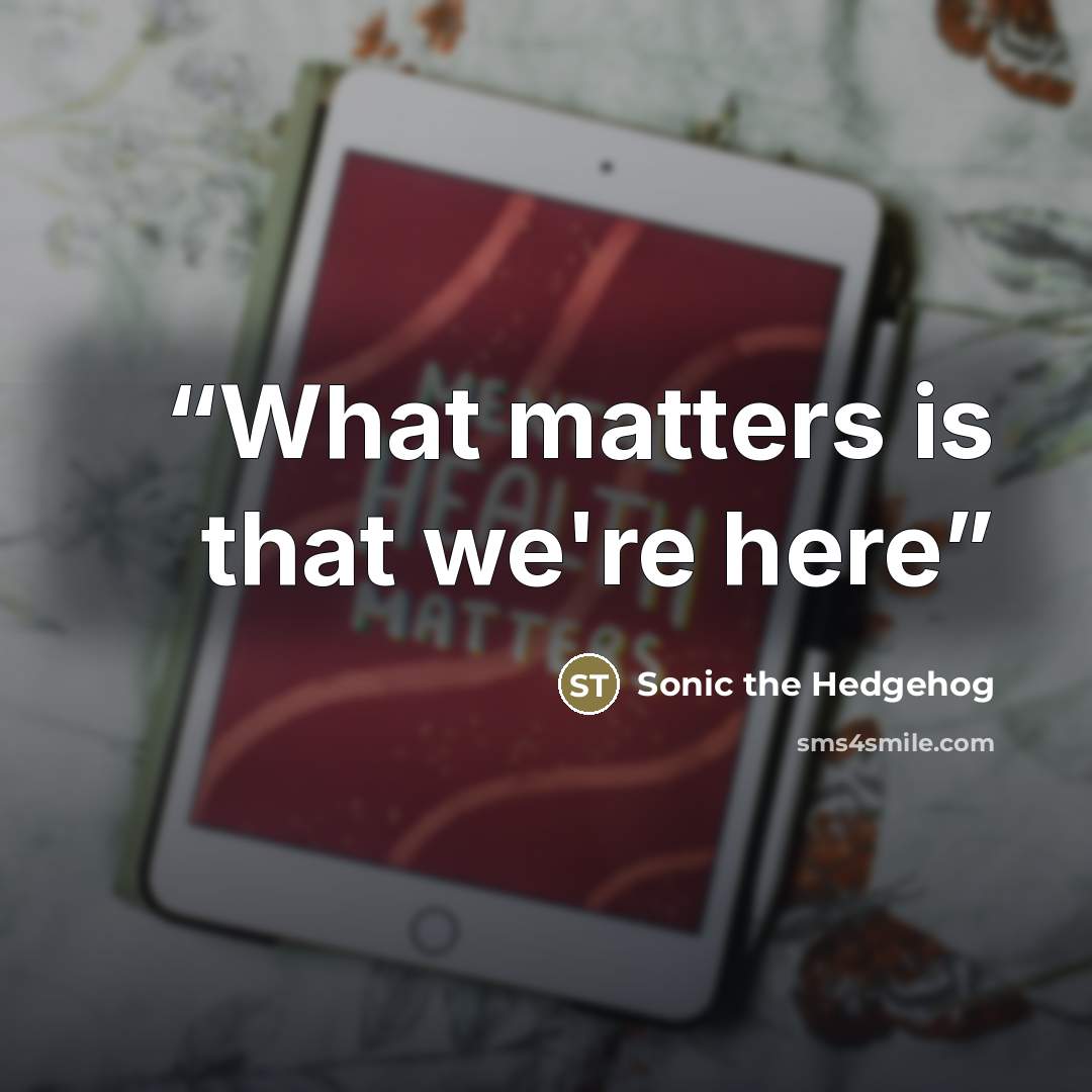 “What matters is that we're here” quote by Sonic the Hedgehog