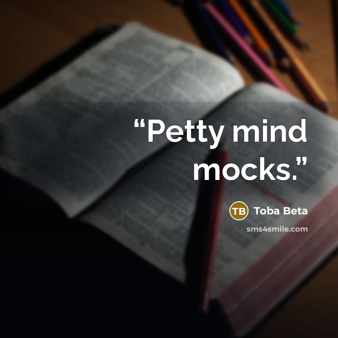 “Petty mind mocks.” quote by Toba Beta