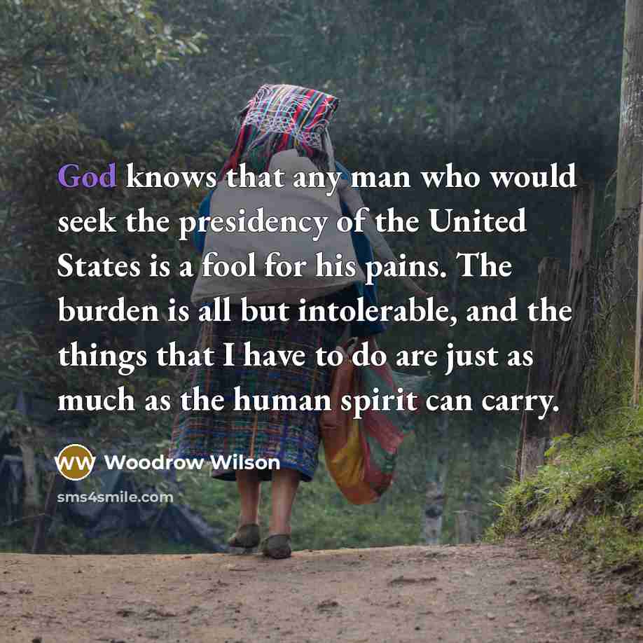 “God knows that any man who would seek the presidency…” quote by Woodrow Wilson