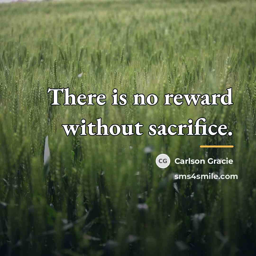 “There is no reward without sacrifice.…” quote by Carlson Gracie
