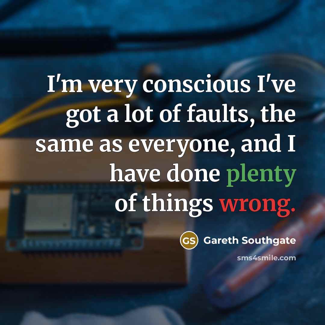 “I'm very conscious I've got a lot of faults, the…” quote by Gareth Southgate