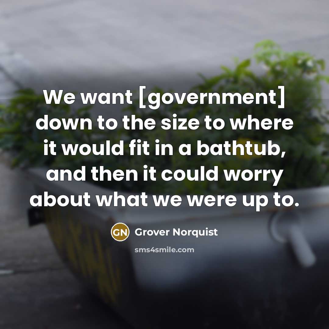“We want [government] down to the size to where it…” quote by Grover Norquist