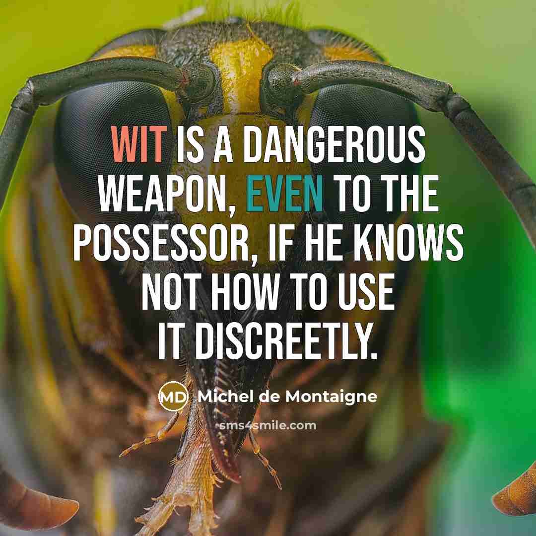 “Wit is a dangerous weapon, even to the possessor, if…” quote by Michel de Montaigne