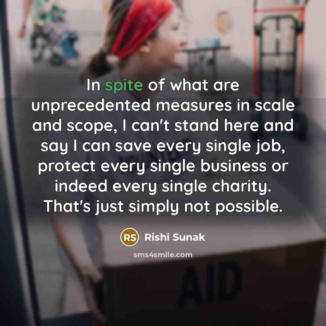 “In spite of what are unprecedented measures in scale and…” quote by Rishi Sunak
