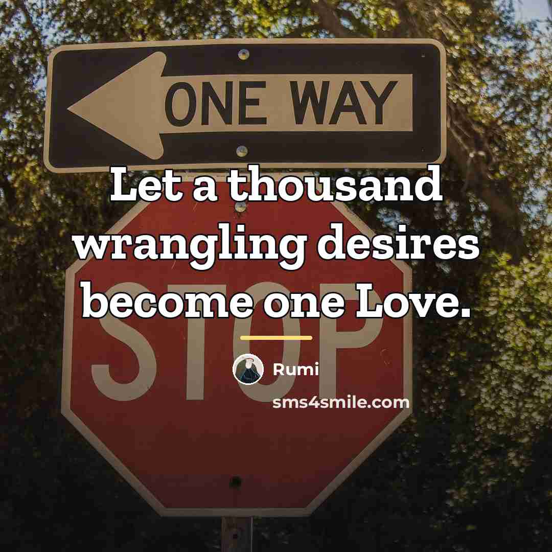 “Let a thousand wrangling desires become one Love.…” quote by Rumi