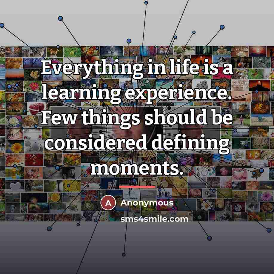 “Everything in life is a learning experience. Few things should…” quote by Anonymous