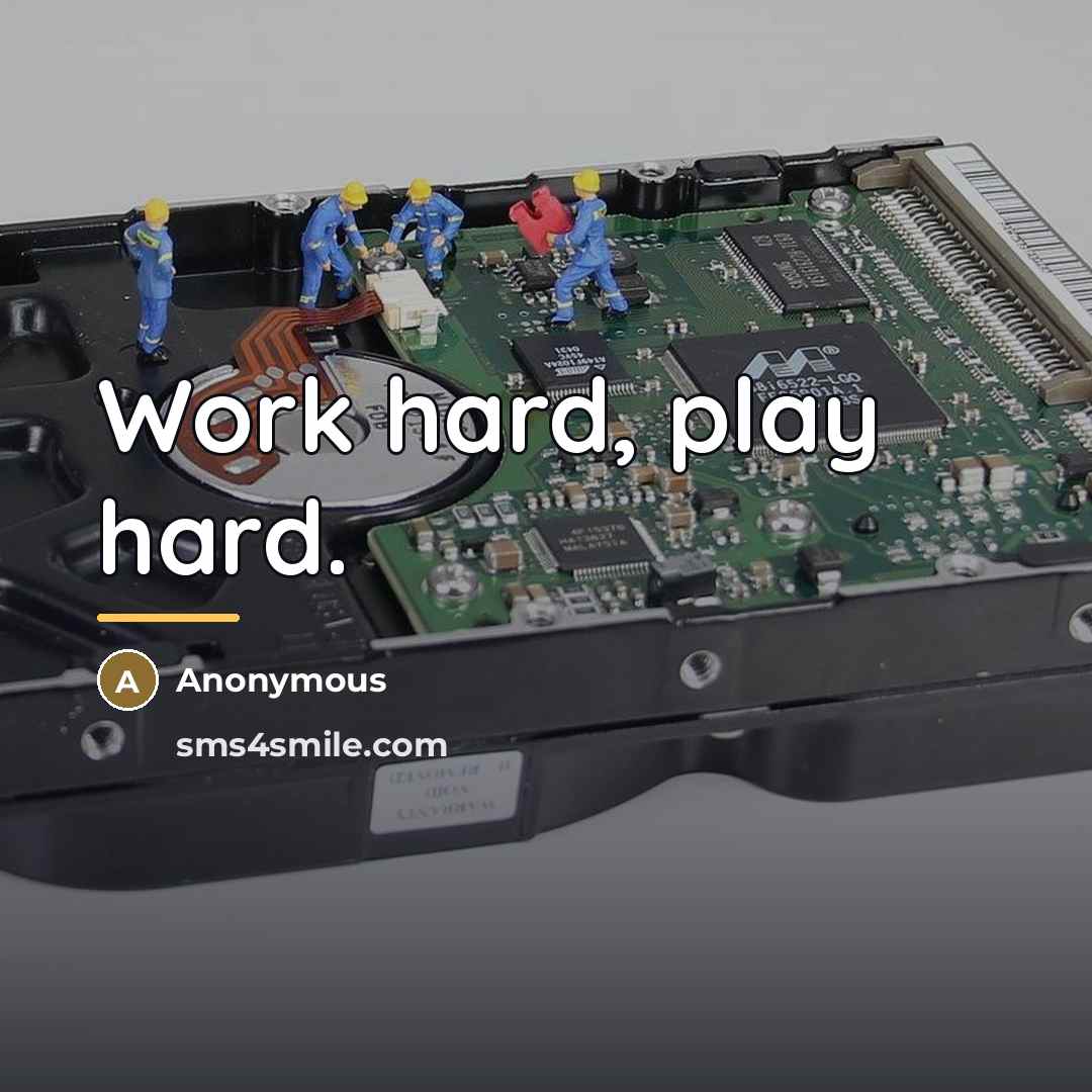 “Work hard, play hard.…” quote by Anonymous