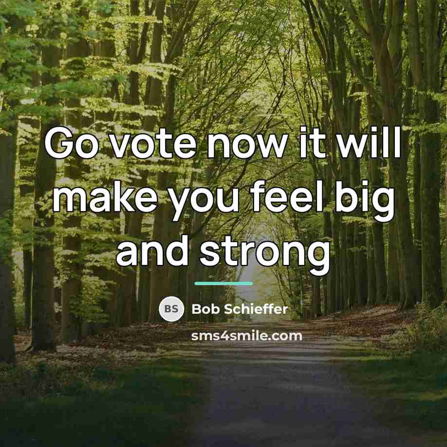 “Go vote now it will make you feel big and…” quote by Bob Schieffer