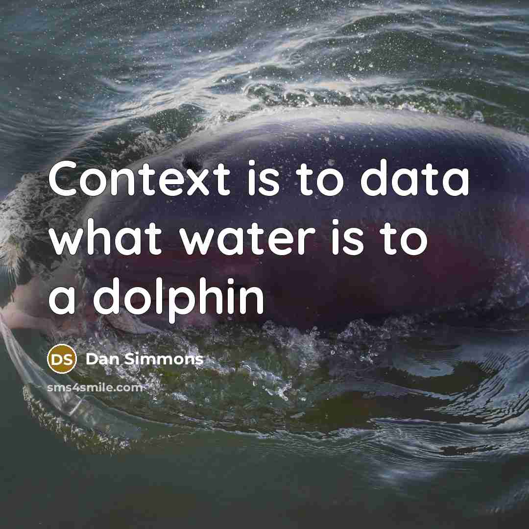 “Context is to data what water is to a dolphin” quote by Dan Simmons