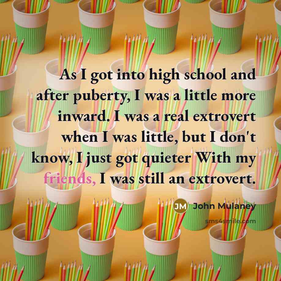 “As I got into high school and after puberty, I was a little more inward. I was a real extrovert when I was little, but I don't know, I just got quieter With my friends, I was still an extrovert.” quote by John Mulaney