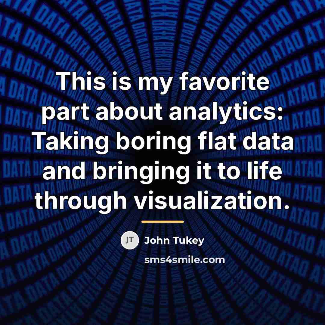 “This is my favorite part about analytics: Taking boring flat…” quote by John Tukey
