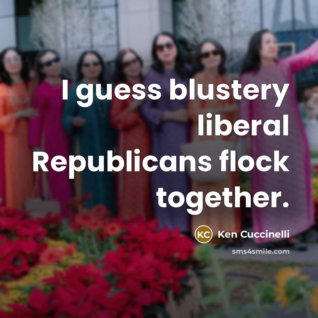 “I guess blustery liberal Republicans flock together.…” quote by Ken Cuccinelli
