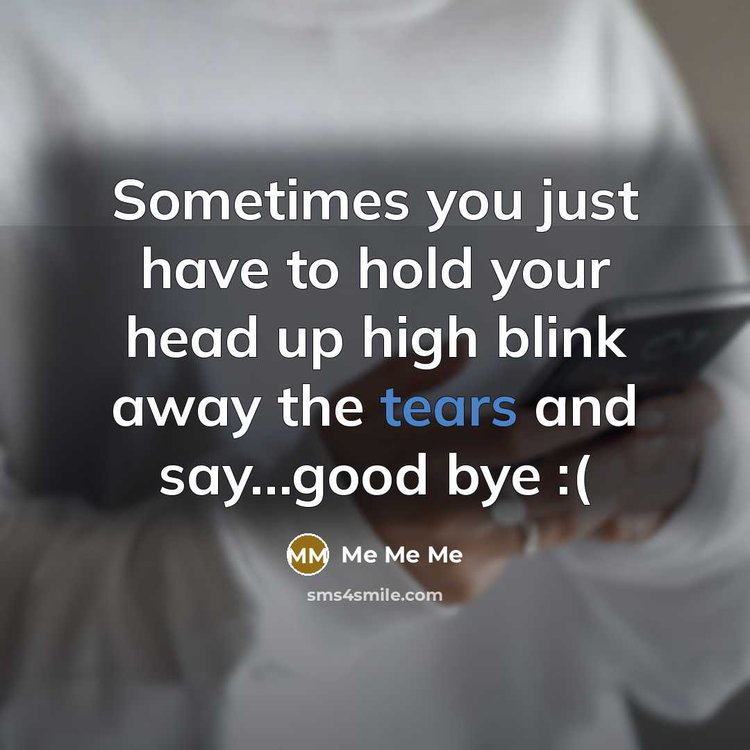 “Sometimes you just have to hold your head up high blink away the tears and say…good bye :(” quote by Me Me Me