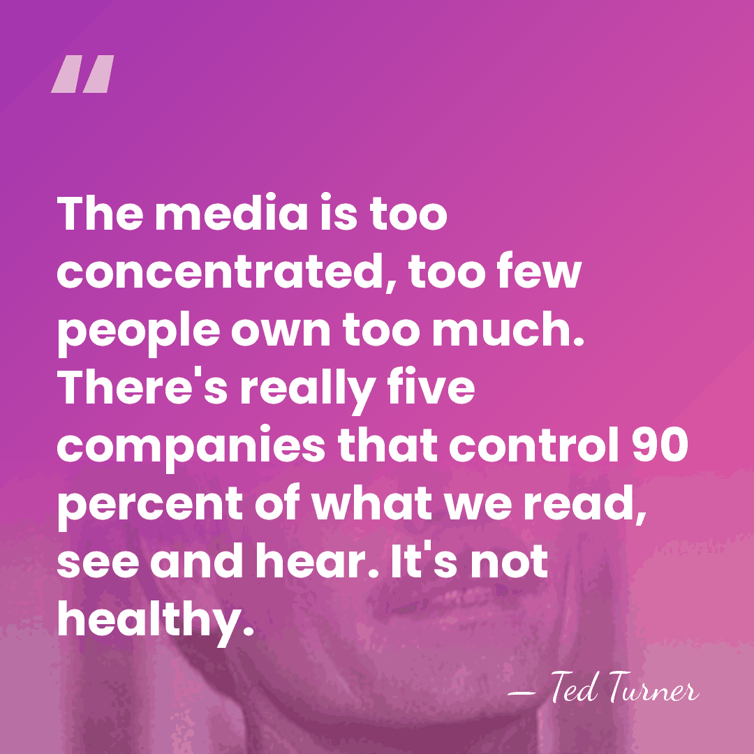 The media is too concentrated, too few people own too much. There's&hellip; - Ted Turner