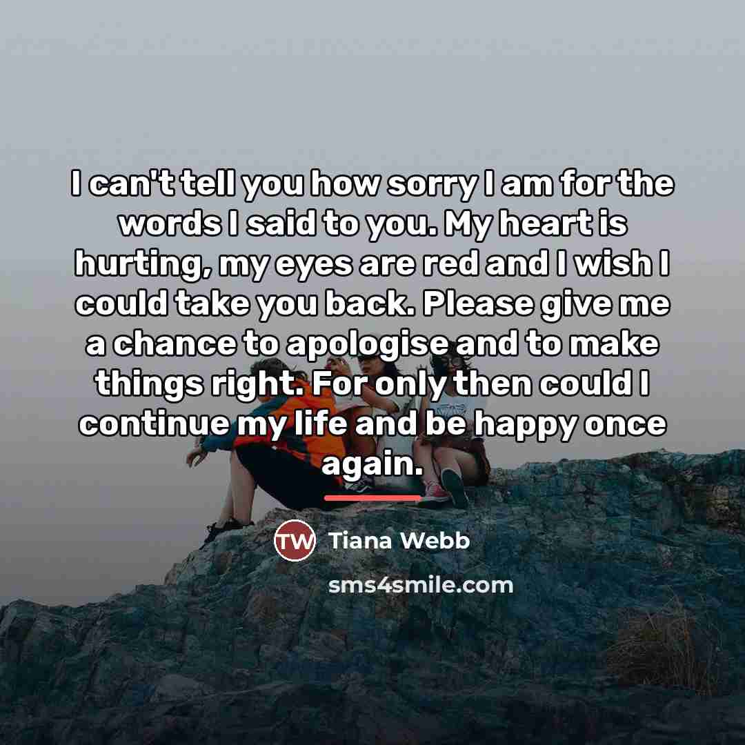 “I can't tell you how sorry I am for the…” quote by Tiana Webb