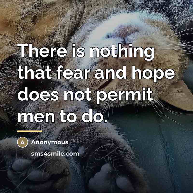 “There is nothing that fear and hope does not permit…” quote by Anonymous