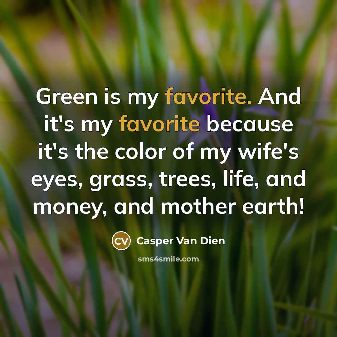 “Green is my favorite. And it's my favorite because it's…” quote by Casper Van Dien