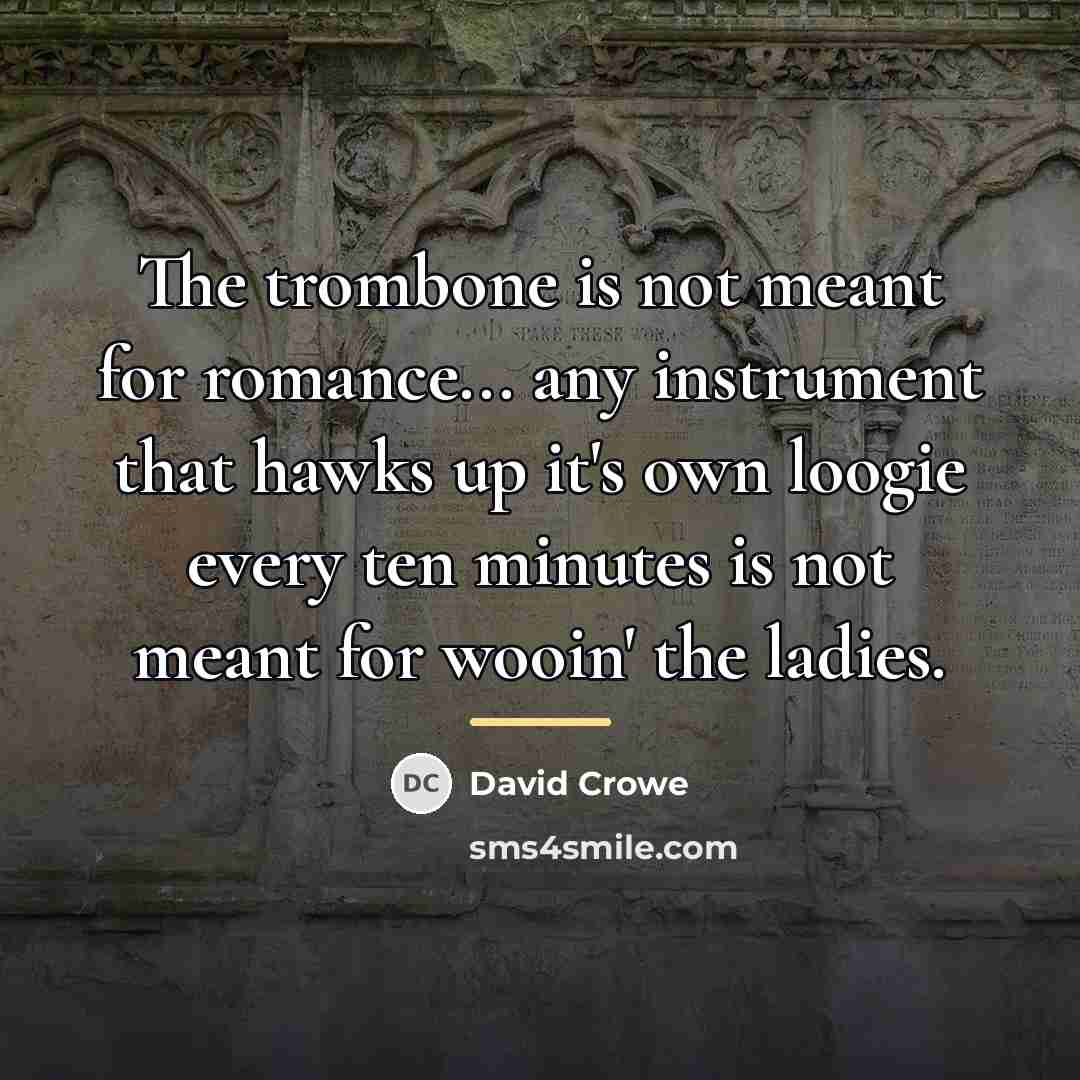 “The trombone is not meant for romance... any instrument that…” quote by David Crowe