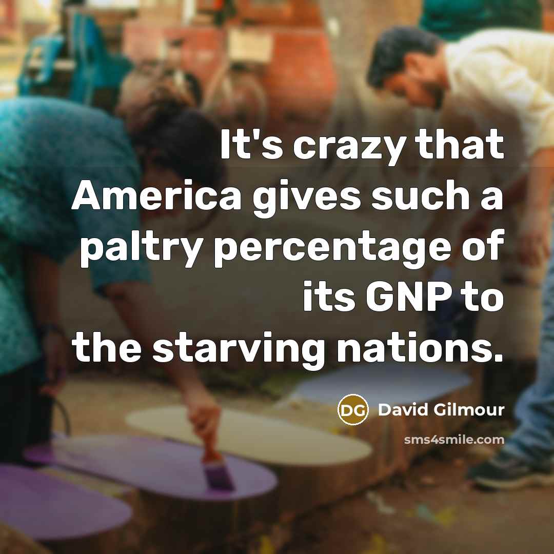 “It's crazy that America gives such a paltry percentage of…” quote by David Gilmour