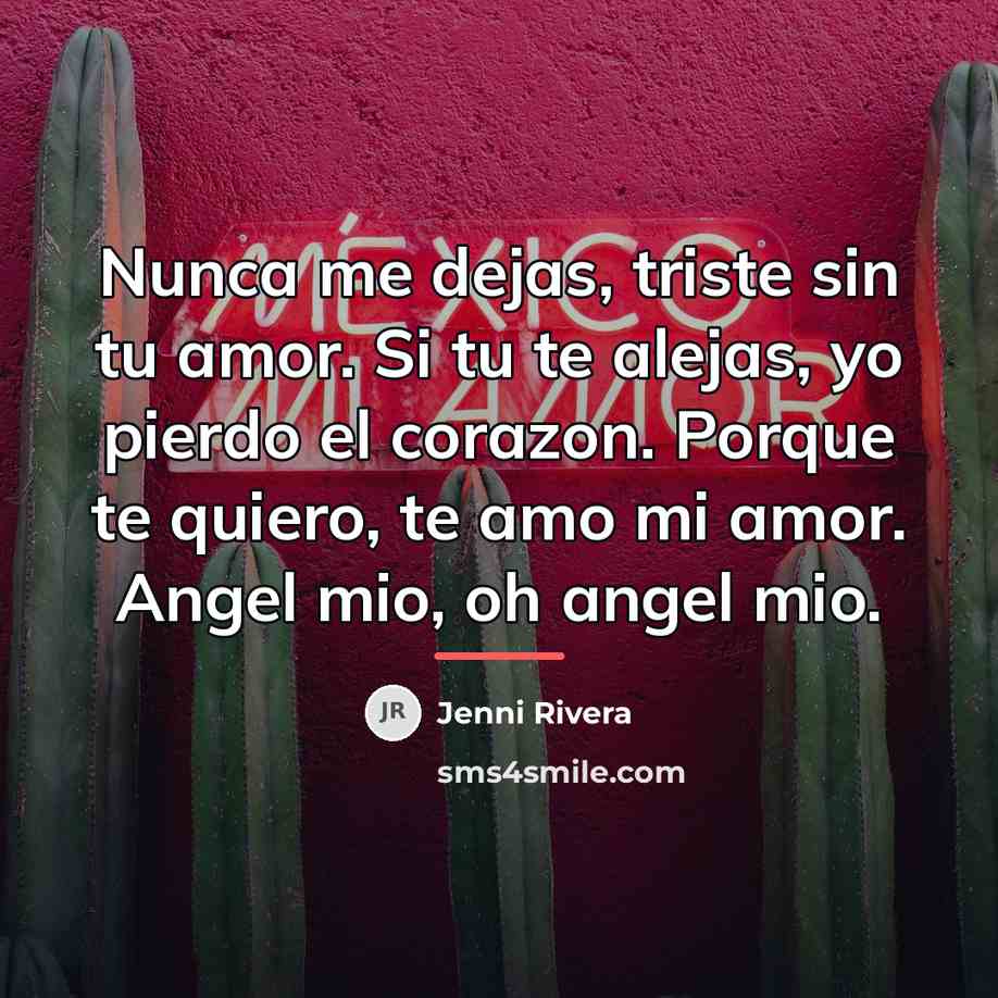“Nunca me dejas, triste sin tu amor. Si tu te…” quote by Jenni Rivera