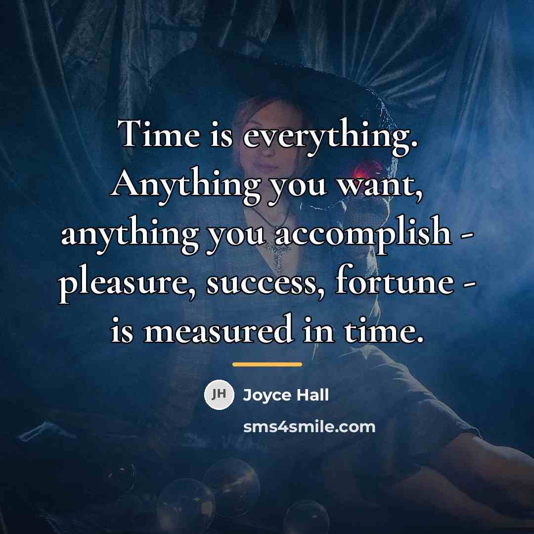 “Time is everything. Anything you want, anything you accomplish -…” quote by Joyce Hall