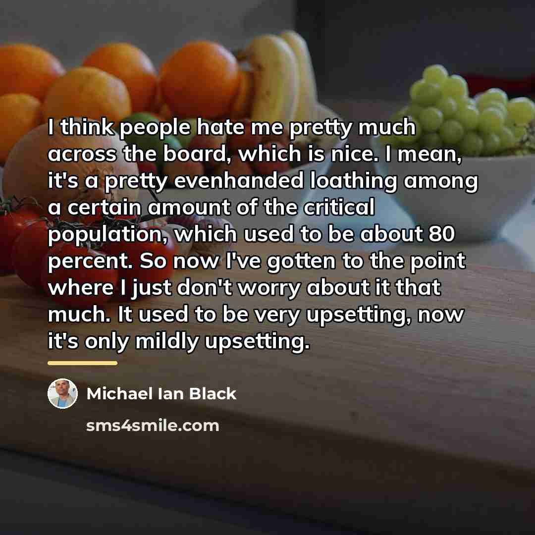 “I think people hate me pretty much across the board,…” quote by Michael Ian Black