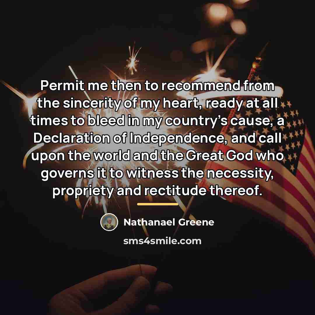 “Permit me then to recommend from the sincerity of my…” quote by Nathanael Greene